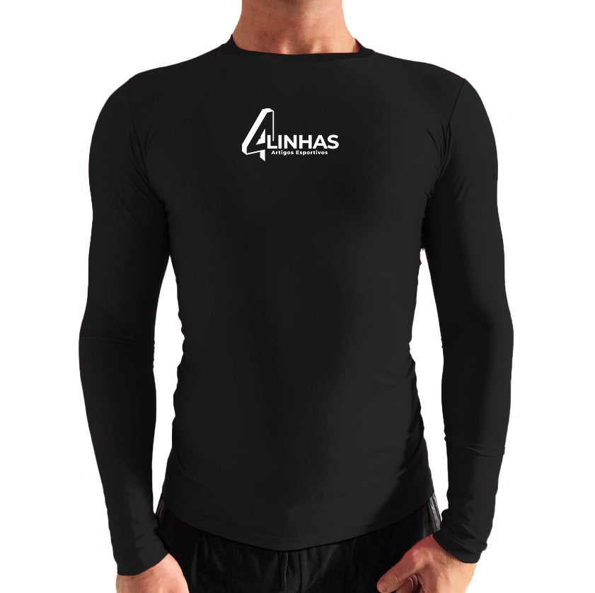 Camiseta Térmica Manga Longa Preta Oficial 4LINHAS